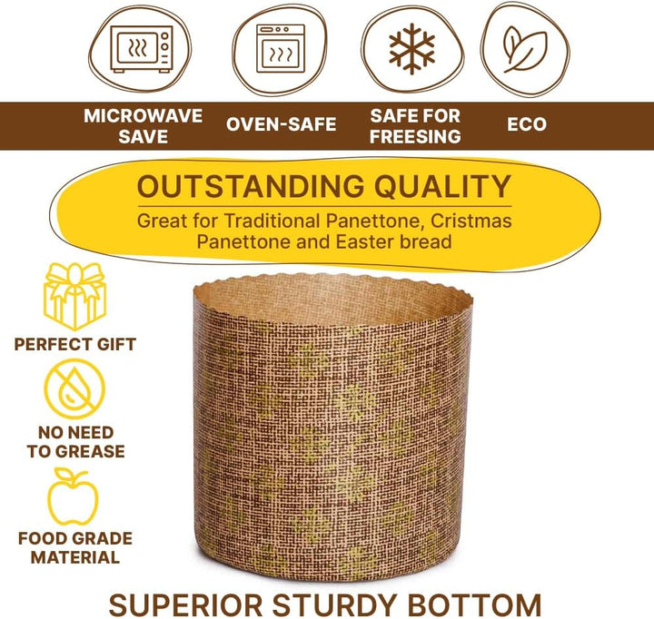 Panettone-Papierform 425 ml, gross, antihaftbeschichtet, B 12 x H 10,2 cm, Osterbrotform, Pascha-For