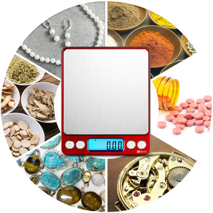 Brifit Taschenwaage 0,01g, Feinwaage 500g/0,01g Digitalwaage, Briefwaage, Grammwaage, mit EIN 100g E