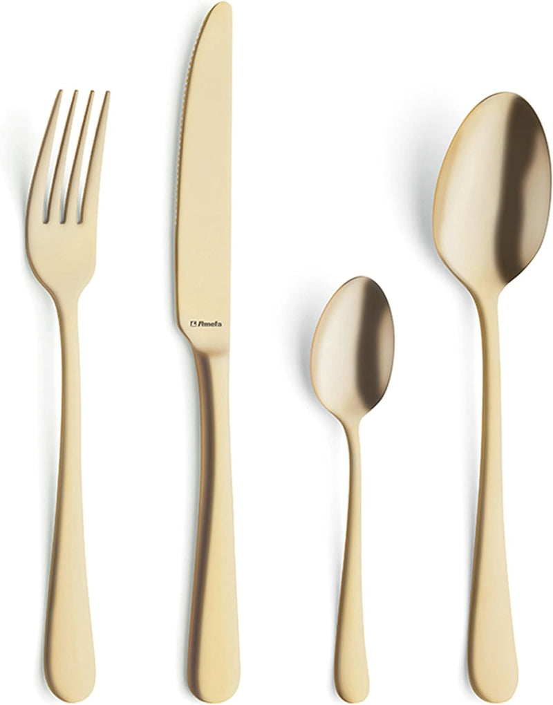 Amefa AUSTIN GOLD Besteckset 24-teilig | PVD-veredeltes goldenes Besteck Set | farbigesTafelservice