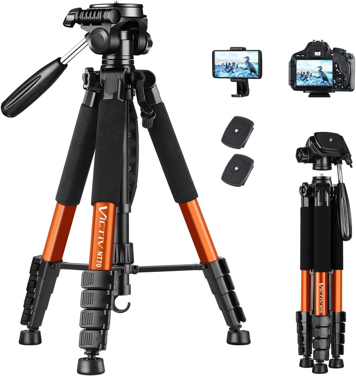 Victiv 182 cm Aluminium Kamera Stativ, Leichtes und Kompaktes Reisestativ für DSLR mit 3-Wege-Schwen