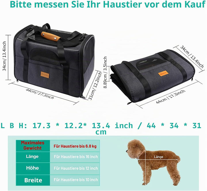 Morpilot Katzentragetasche, von Fluggesellschaften zugelassene Haustier-Tragetasche, tragbare Hundet