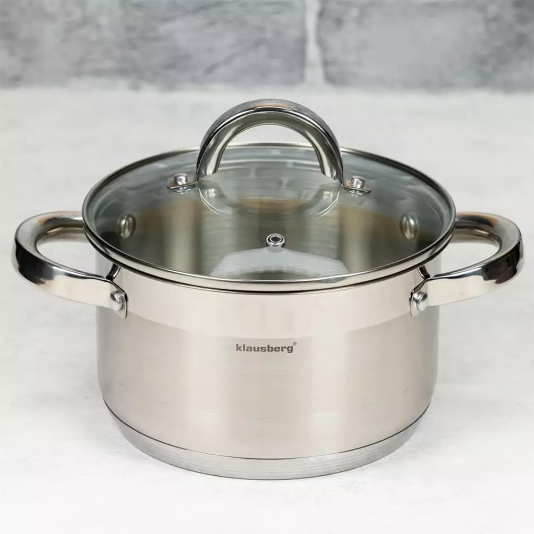 Klausberg Topf mit Deckel in vielen Grössen 0.5L bis 14L Kochtopf Töpfe Induktion Edelstahl (0.5L) 0