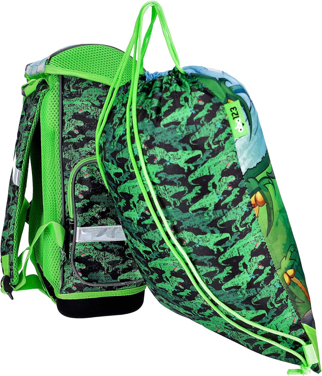 Dinosaurier Schulranzen Set Junge 1 KLASSE | Set 3 TEILIG FÜR GRUNDSCHULE | SUPER LEICHT | ERGONOMIS