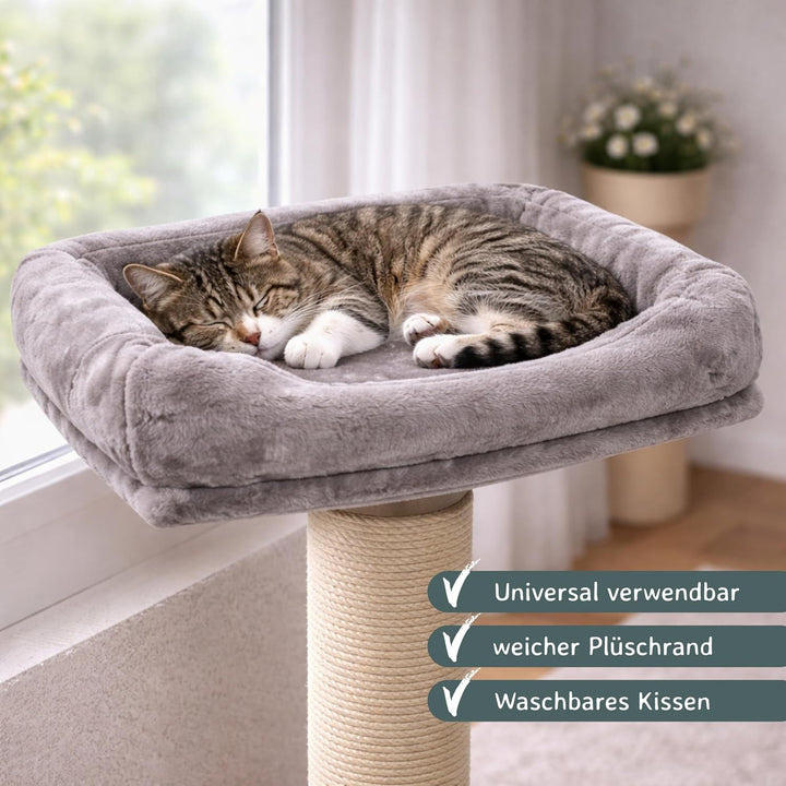 nanook Kratzbaum Liegeplatz Top für Katzen - Fensterbank Liege - Abnehmbarer Bezug - Plüschrand - XX