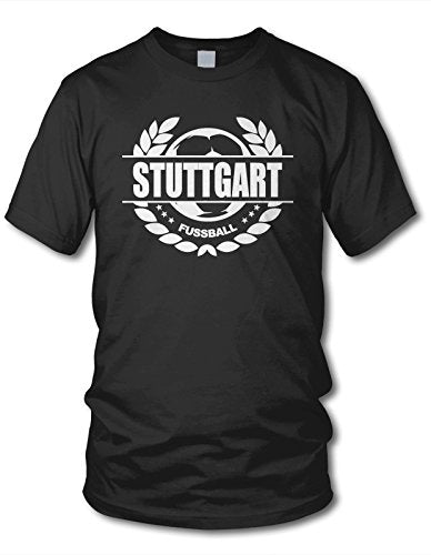 shirtloge - Stuttgart - Fussball Lorbeerkranz - Fan T-Shirt - Grösse S - 3XL XL Schwarz, XL Schwarz