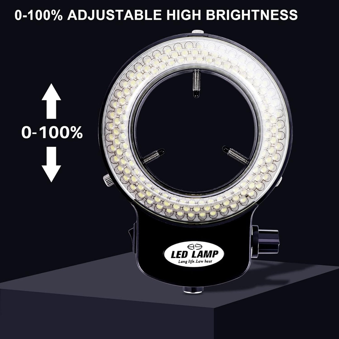 Jevina 144 LED Mikroskop Ringlicht Ringleuchte 0-100% Einstellbar Lampe für Microscope Ringbeleuchtu