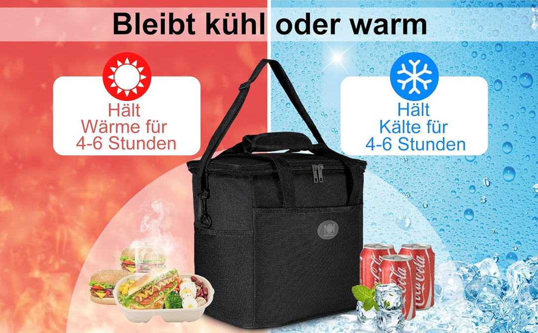 Glanxy Kühltasche Klappbare 16L, Kühlbox Tragbare Eistasche Faltbar, Thermotasche, Picknicktasche, L