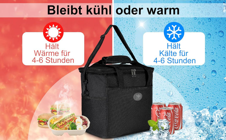 Glanxy Kühltasche Klappbare 16L, Kühlbox Tragbare Eistasche Faltbar, Thermotasche, Picknicktasche, L