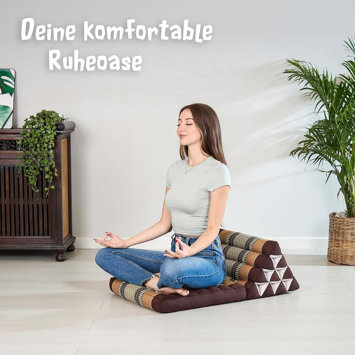 livasia Thaikissen mit 1 Auflage, Dreieckskissen mit Sitzkissen, Keilkissen mit Kapok, Rückenkissen