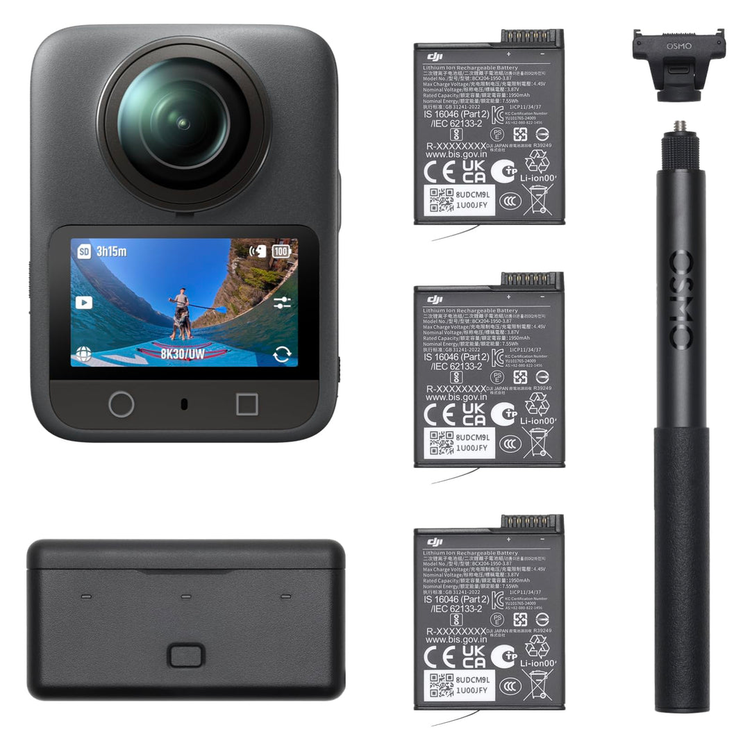 DJI Osmo 360 Adventure Combo – 360 Kamera mit 1-Zoll Sensor, 8K-360° Video, 4K/120fps & 170° Sichtfe