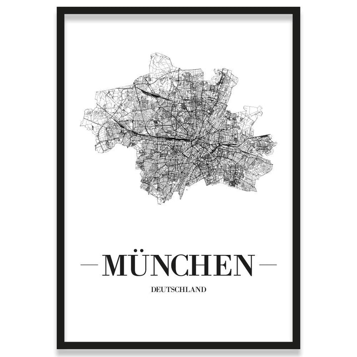JUNIWORDS Stadtposter, München, Wähle eine Grösse, 30 x 40 cm, Poster mit Rahmen, Schrift A, Weiss 3