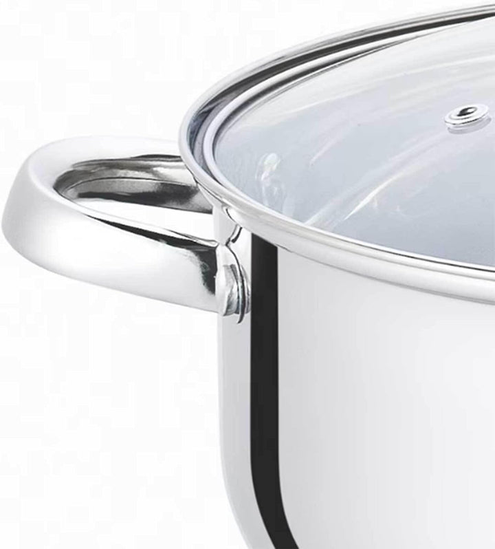 4BIG.fun Kochtopf 3,9 L Edelstahl Suppentopf 20 cm mit Glasdeckel Induktion Schmortopf Bratentopf To