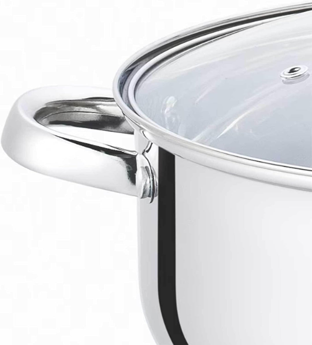 4BIG.fun Kochtopf 2,9 L Edelstahl Suppentopf 18 cm mit Glasdeckel Induktion Schmortopf Bratentopf To