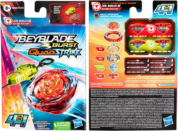 Beyblade Burst QuadStrike Zeal Achilles A8 Starter Pack, Battle Kreisel mit Starter, Spielzeugset fü