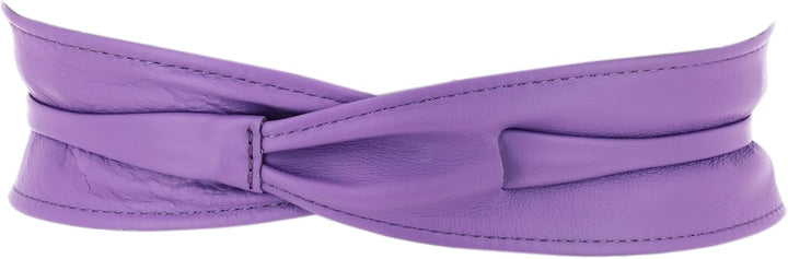 FASHIONGEN - Echtem Rindsleder Vollnarbenleder Obi Gürtel für Damen, Bindgürtel, CASSIANE Lila L-XL,