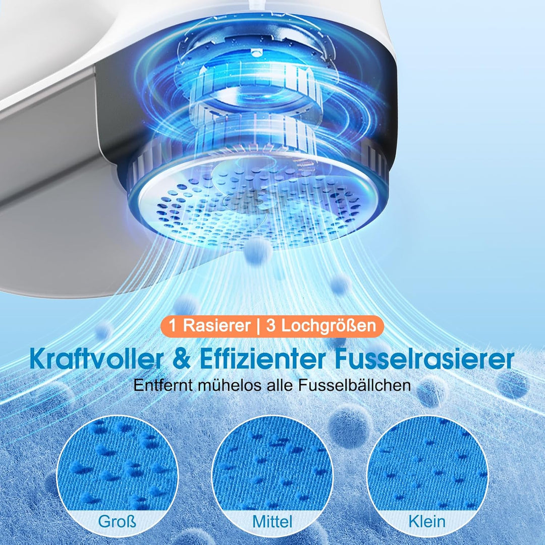 Fusselrasierer Elektrisch, Fusselentferner Entfussler für Kleidung mit 3 Geschwindigkeiten, 6-Klinge