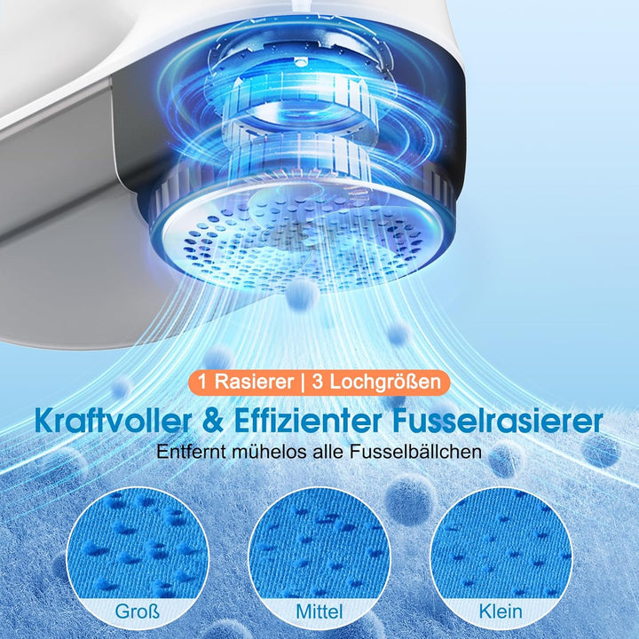 Fusselrasierer Elektrisch, Fusselentferner Entfussler für Kleidung mit 3 Geschwindigkeiten, 6-Klinge