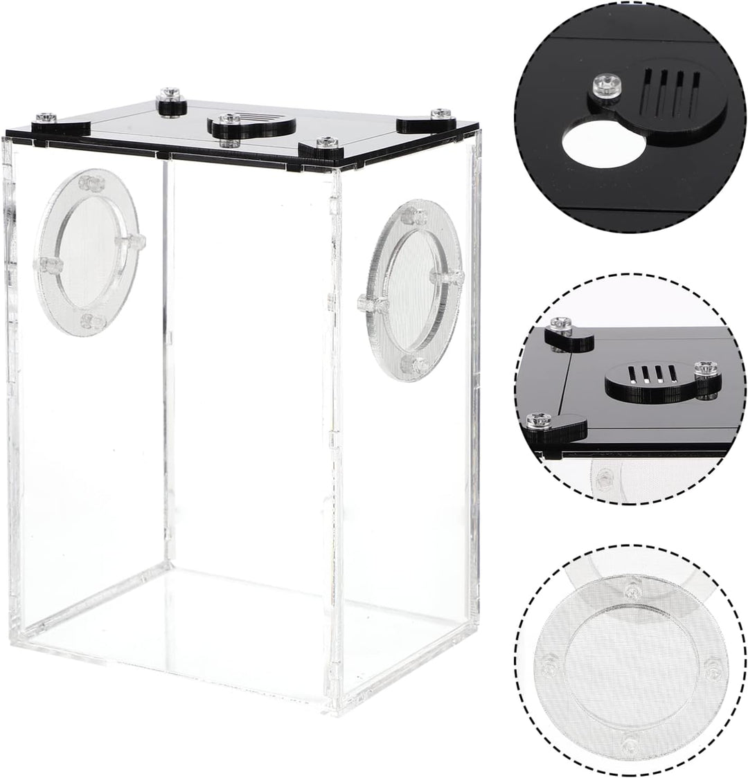 Hemobllo Springspinne Terrarium Set Acryl- -Terrarium: Transparente Reptilienzucht Springspinnen-Zuc