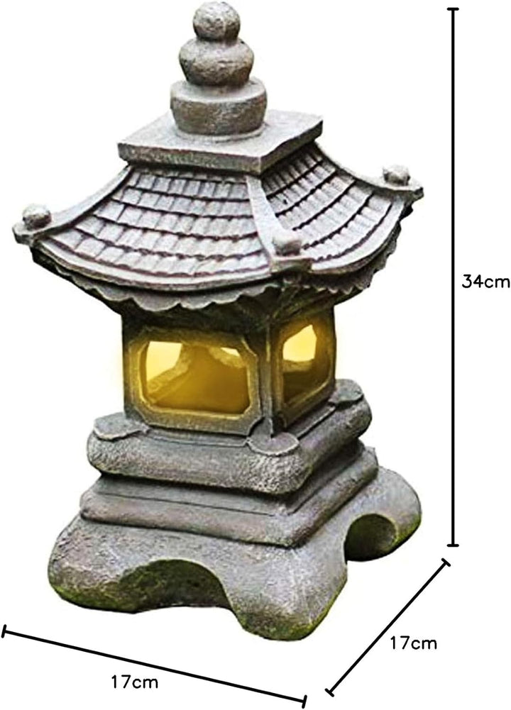 Uziqueif Outdoor Japanische Tachi-Gata-Stil Solar Zen Garten Lichter Laterne Pagode Licht Solar Bode