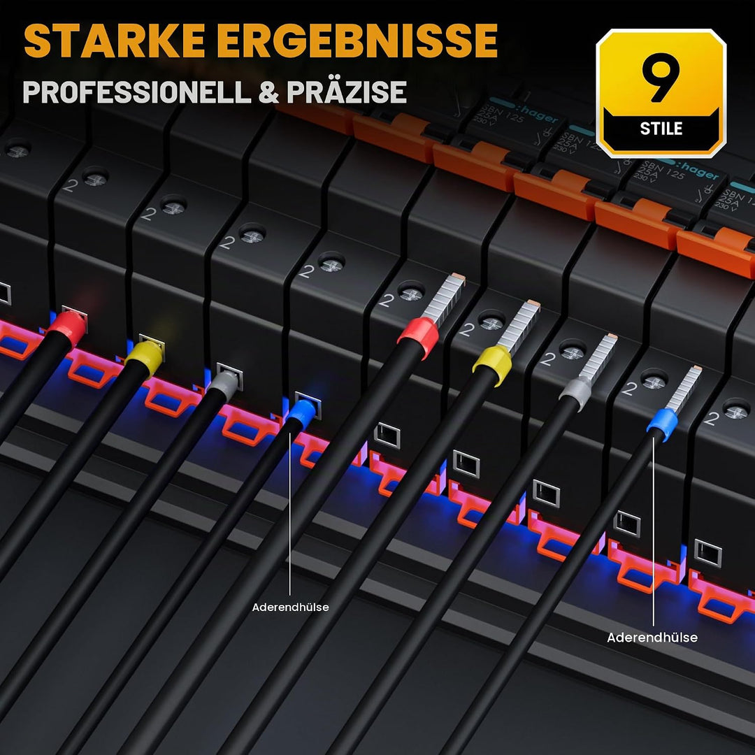 Crimpzangen Aderendhülsen Set, 9 Arten Aderendhülsen - Premium Aderendhülsenzange 0,25-10mm² von SOM
