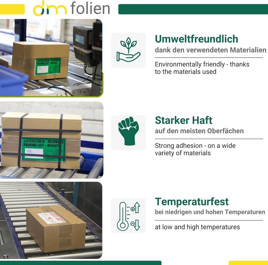 1000 Lieferscheintaschen C5 selbstklebend im Karton Premium | Dokumententaschen aus transparentem PP