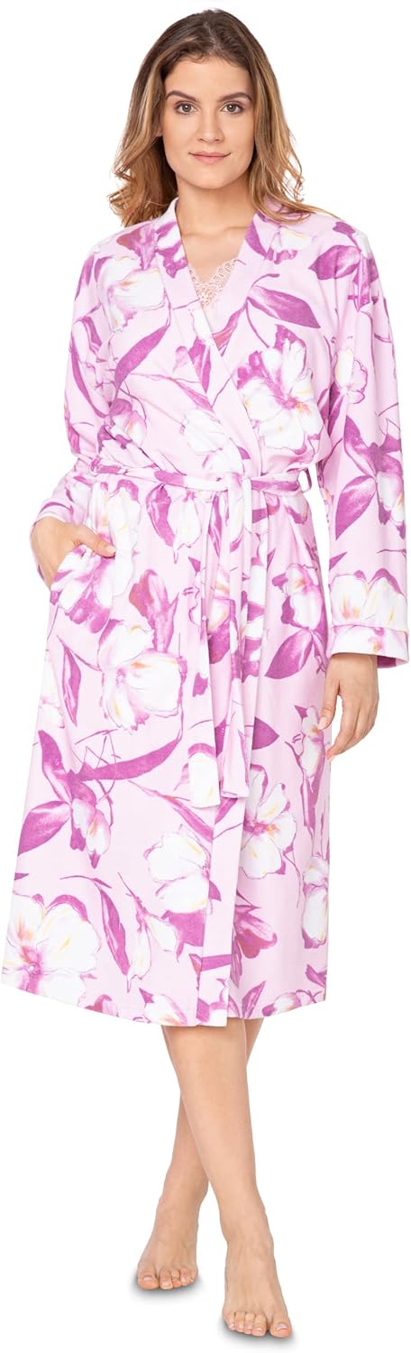 e.FEMME® Morgenmantel LOTTA 1657 aus Frottee 36 Rosa/Blumen, 36 Rosa/Blumen