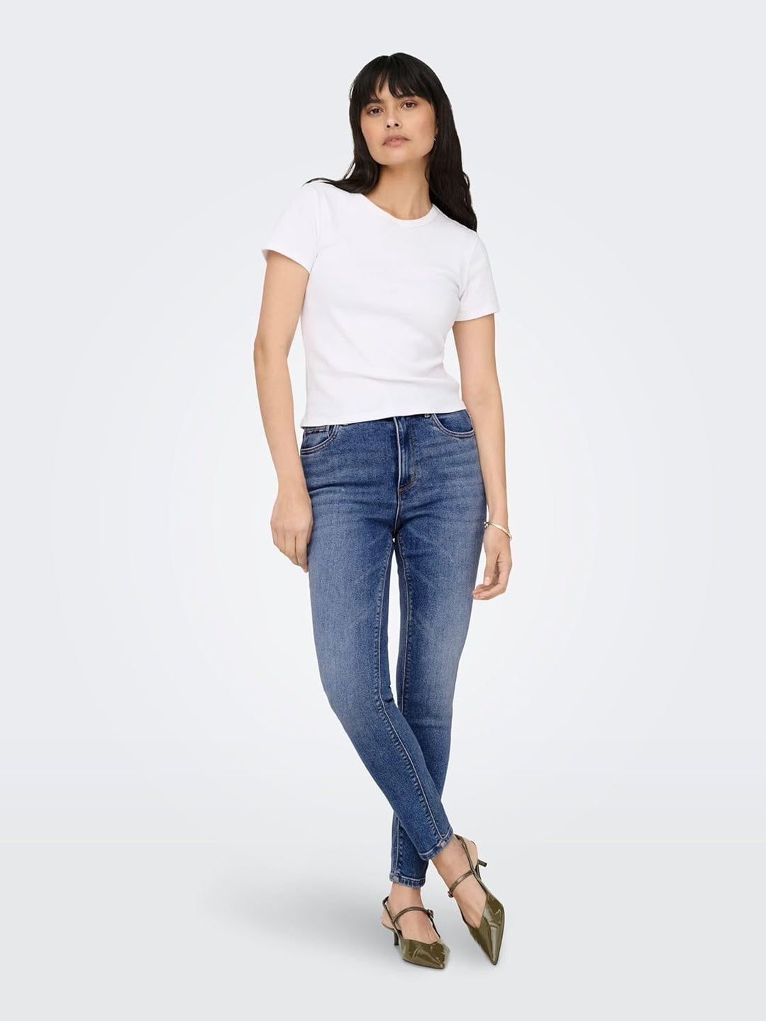 ONLY Female Skinny Jeans ONLBLUSH Mittlere Taille Skinny Fit Jeans 25W / 30L Blau (Medium Blue Denim
