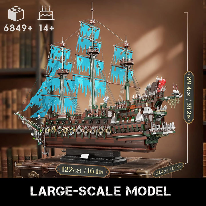Mould King 13218 Piratenschiff Bausteine, MOC Fliegenden Holländers gross Segelschiff Spielzeug Mode