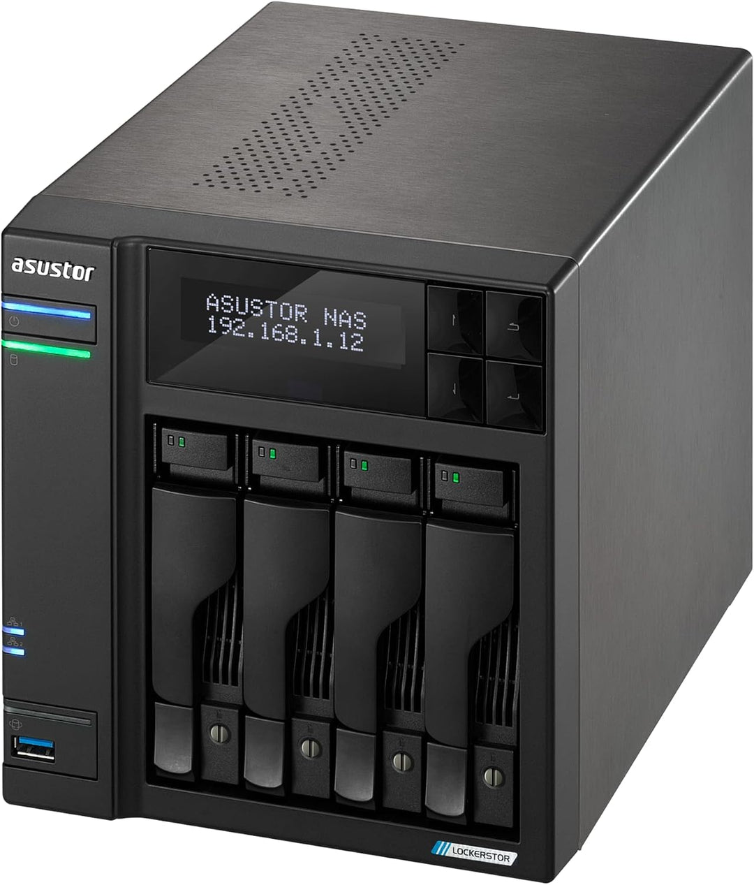 Asustor Lockerstor 4 Gen2+ AS6704T v2 4 Bay NAS Storage, Intel Quad-Core 2.0GHz CPU, Dual 5GbE Ports