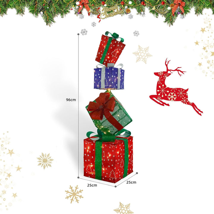 CCLIFE LED Geschenkbox 4er Set Weihnachten Weihnachtenbox Beleuchtete Lichterkette batteriebetrieb W