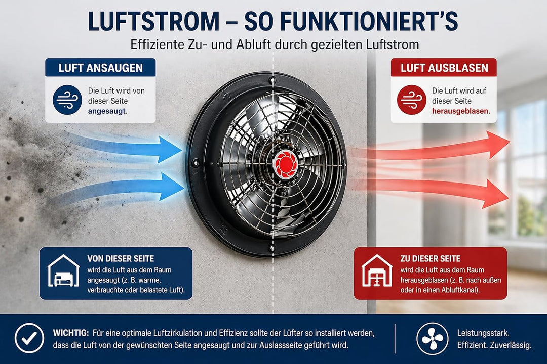 Uzman Industrie Axiallüfter, RAF200 bis RAF350 Wählbar, 765m³/h bis 3700m³/h Wandventilator, Axial V