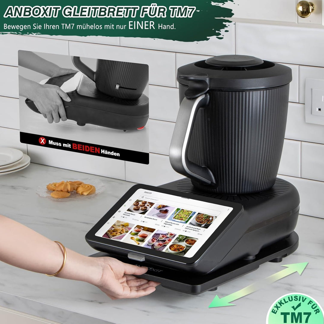 Gleitbrett TM7 für Thermomix, Brett für Thermomix mit Rollen, Leicht Gleitendes Bambus Rollbrett/Sli