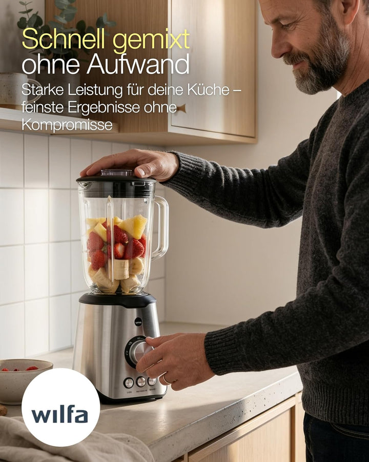 Wilfa SMOOTH Standmixer - leistungsstarker 1000 Watt Motor mit einem Fassungsvermögen von 1,5 Liter,
