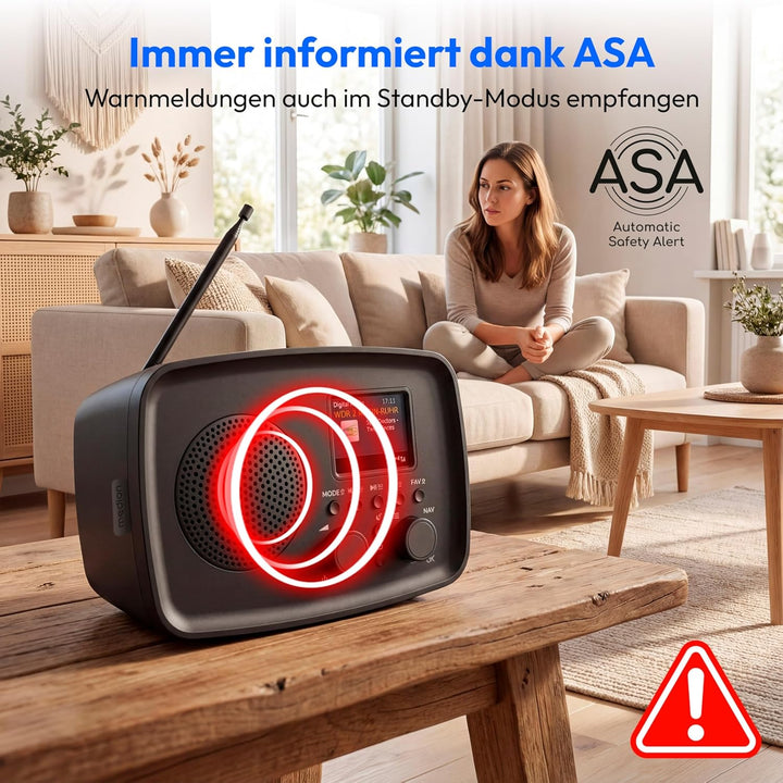 MEDION DAB+ Radio mit Bluetooth DRE-1 (DAB Plus, UKW Radio, Tropfwasserschutz, Teleskopantenne, Weck
