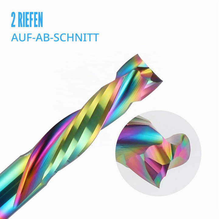 EU_HOZLY DLC-Beschichtung, Aufwärts- und Abwärtsschnitt, 2 Flöten, Spiralkarbid-Fräswerkzeug, CNC-Fr