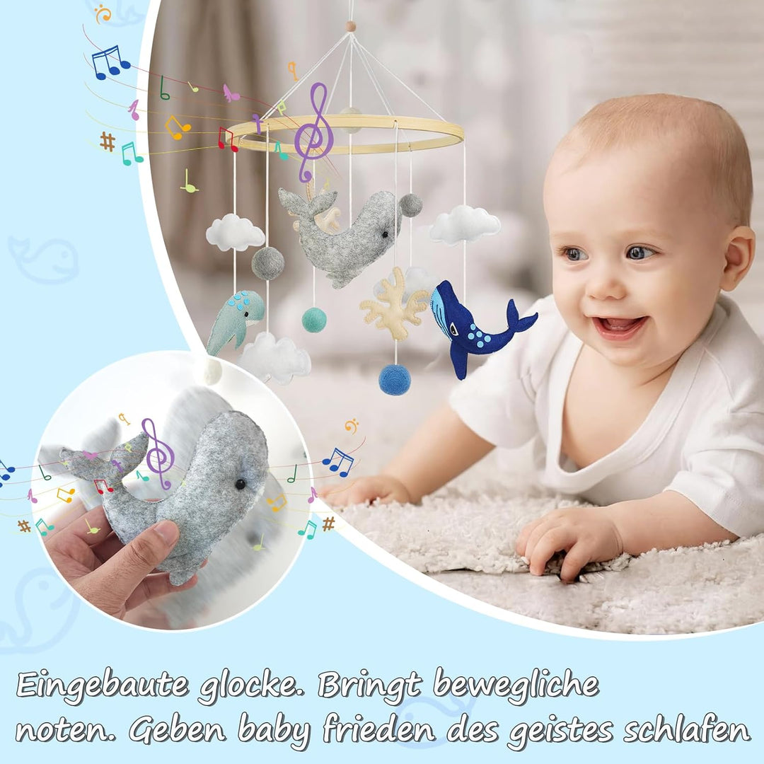 Hängemobile Windspiel Meerestiere, 3D Wolken Fische Mobile, Babyspielzeug für Kinderbett oder andere