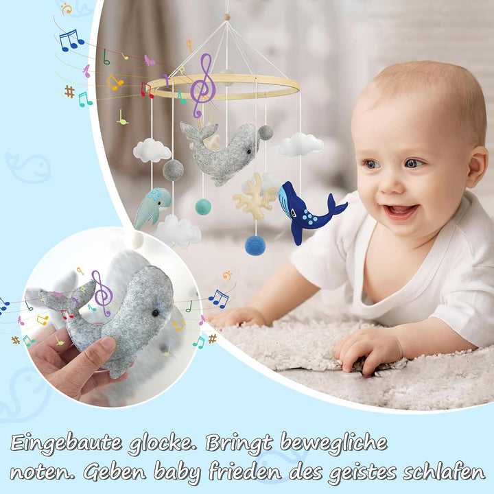 Hängemobile Windspiel Meerestiere, 3D Wolken Fische Mobile, Babyspielzeug für Kinderbett oder andere