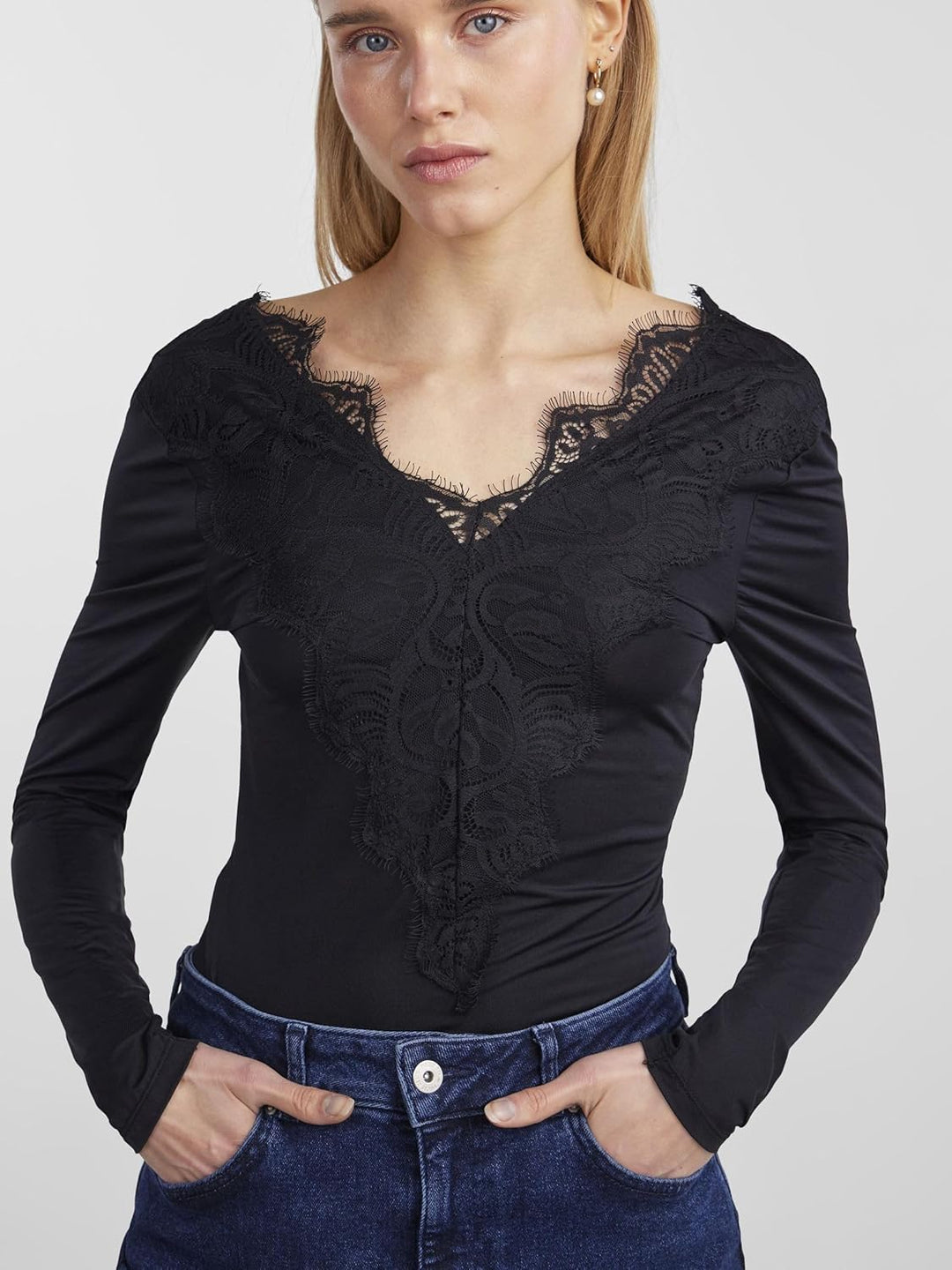PIECES Damen Pcilu Ls Top Noos XL Schwarz, XL Schwarz