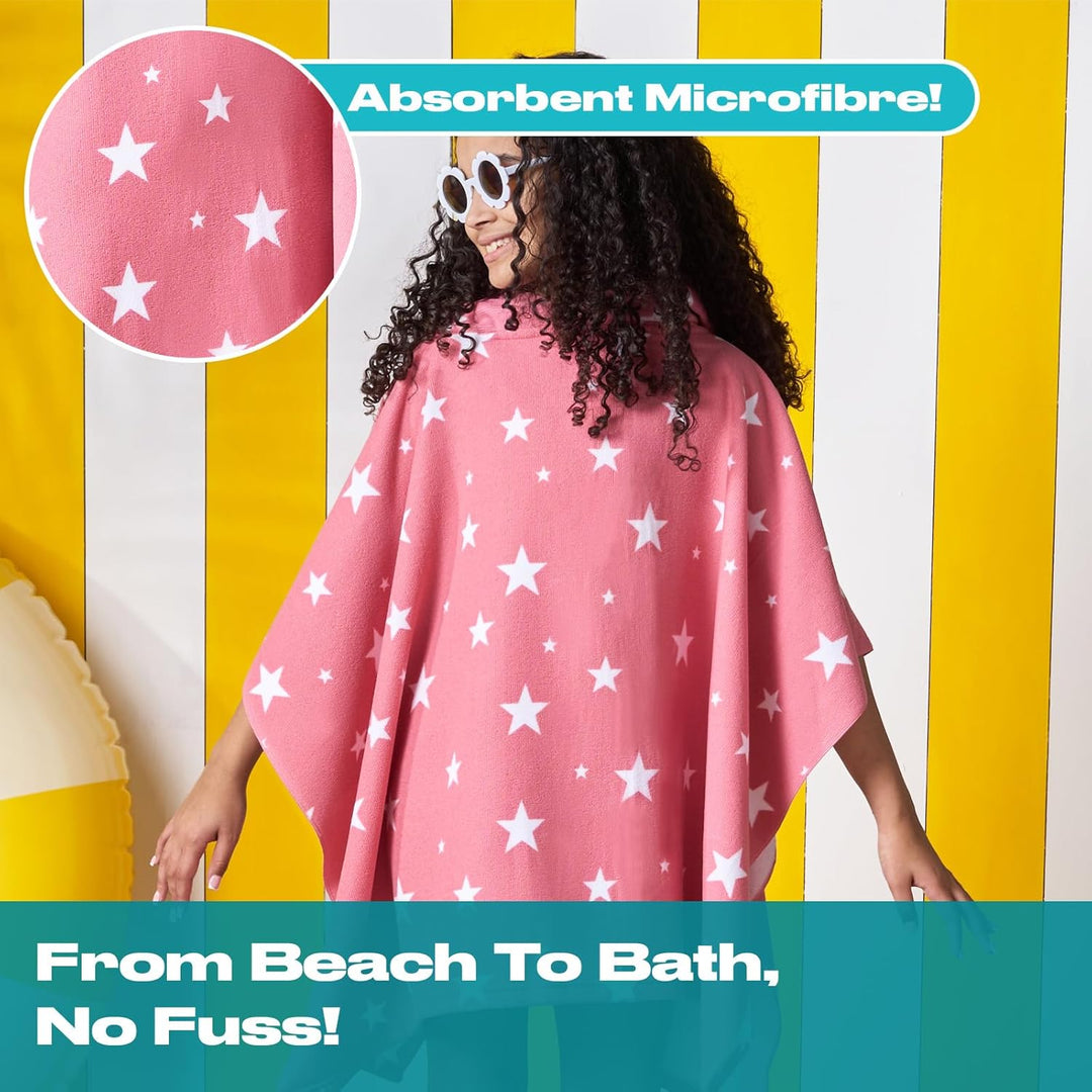DREAMSCENE Kinder Poncho Handtuch mit Kapuze, Schwimmbad-Wickelmantel, schnell trocknend, weiche Mik