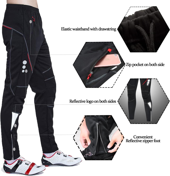 Fahrradhose Herren Winter Thmero Radhose lang Outdoorhose Winddicht Atmungsaktiv Wasserabweisend Sof