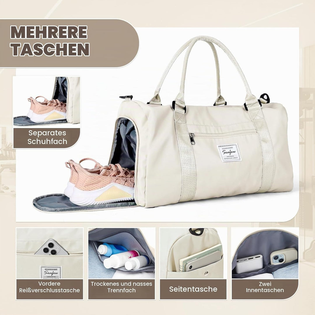 Sport Duffel Bag Damen Herren Sporttasche mit Schuhfach &amp; Nassfach Reisetasche Handgepäck Tasche Spo