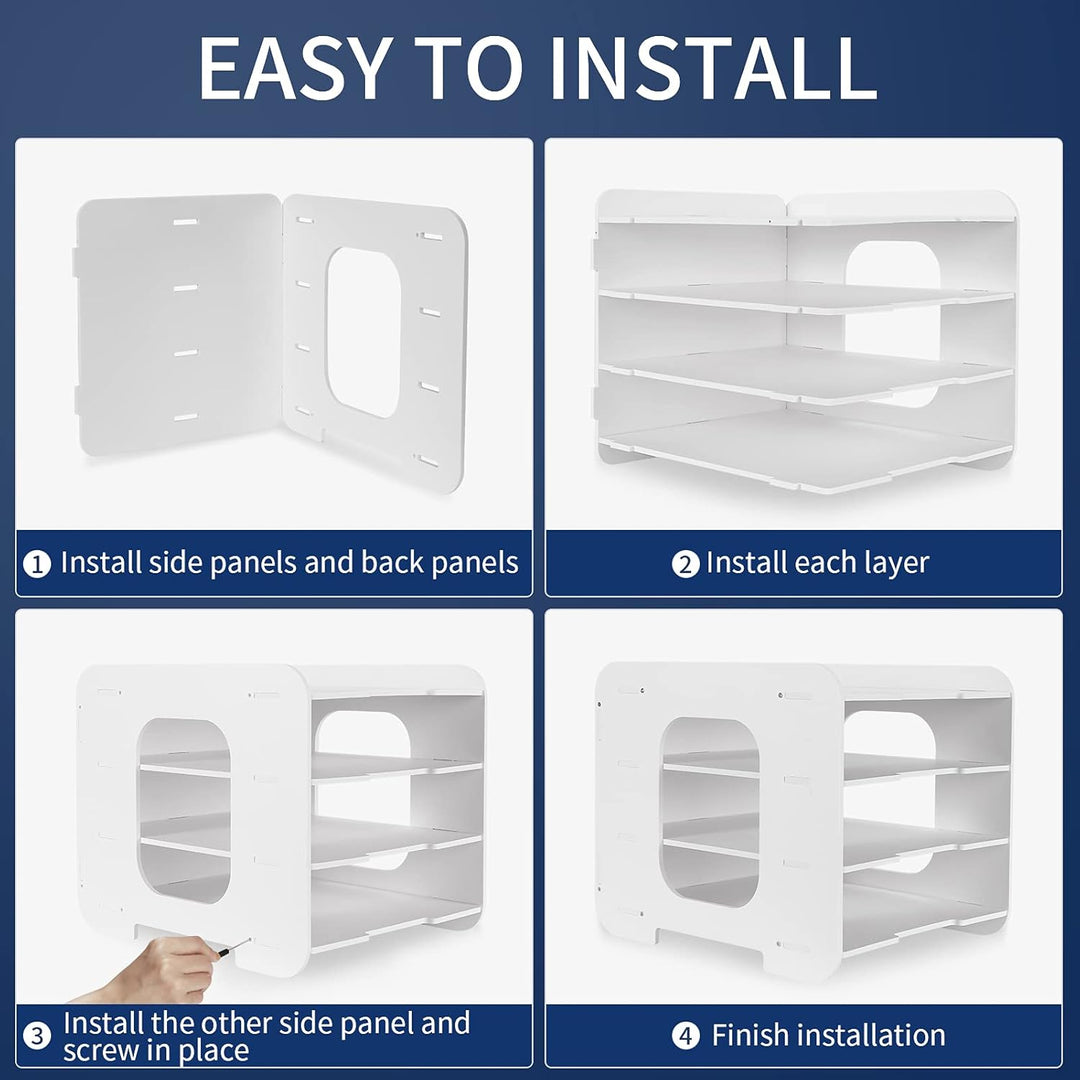 Schreibtisch-Organizer, Briefablage, Dokumentenhalter, A4-Papierablage, für Zuhause, Büro, Schule, 4