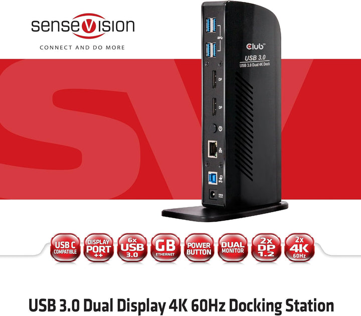 Club 3D CSV-1460 USB 3.0 Dual Display 4K 60Hz Docking Station Schwarz