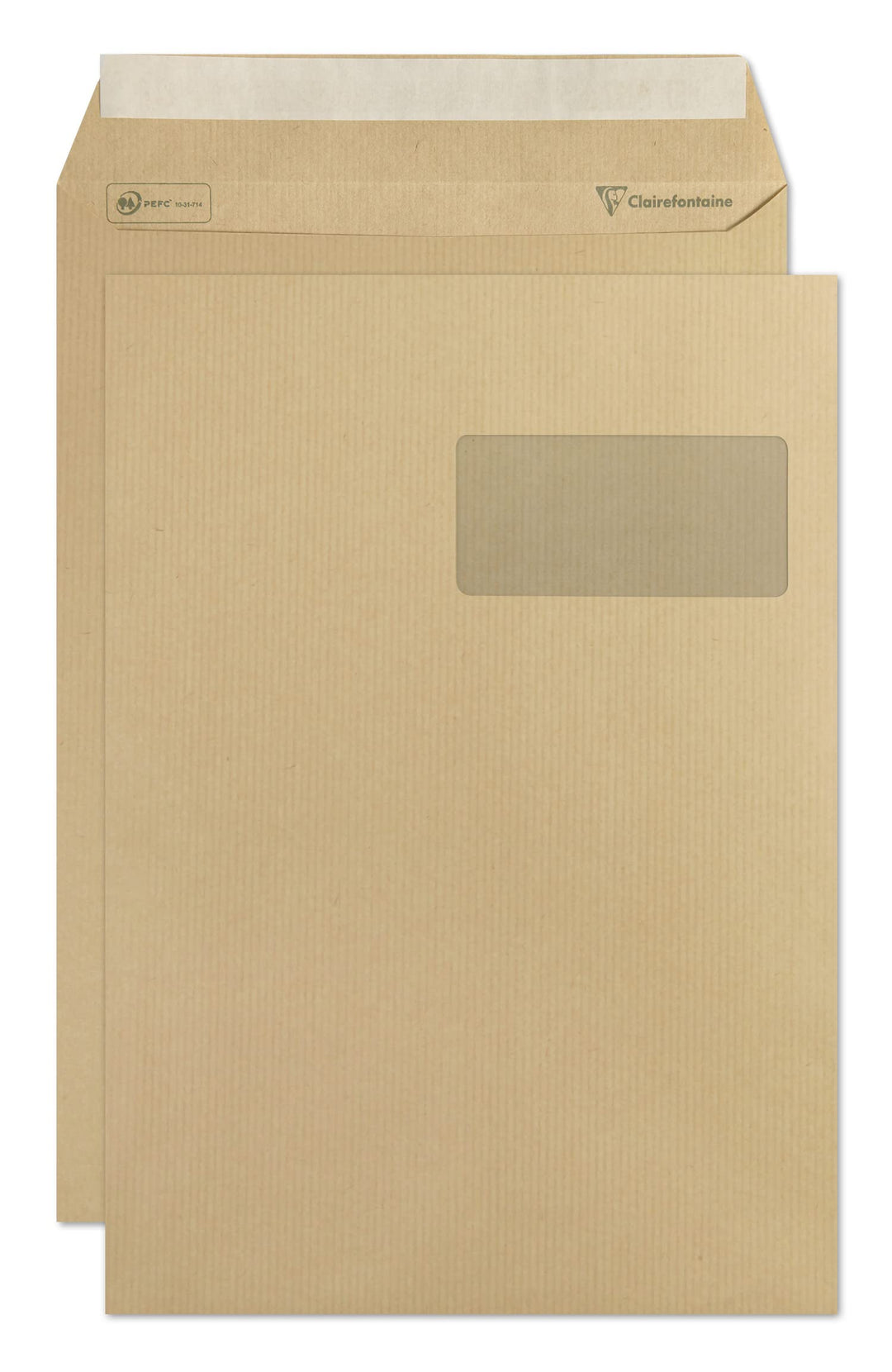 Clairefontaine 10350C - Karton mit 250 Versandtaschen mit Rillen Kraftbraun C4-229x324 mm, selbstkle