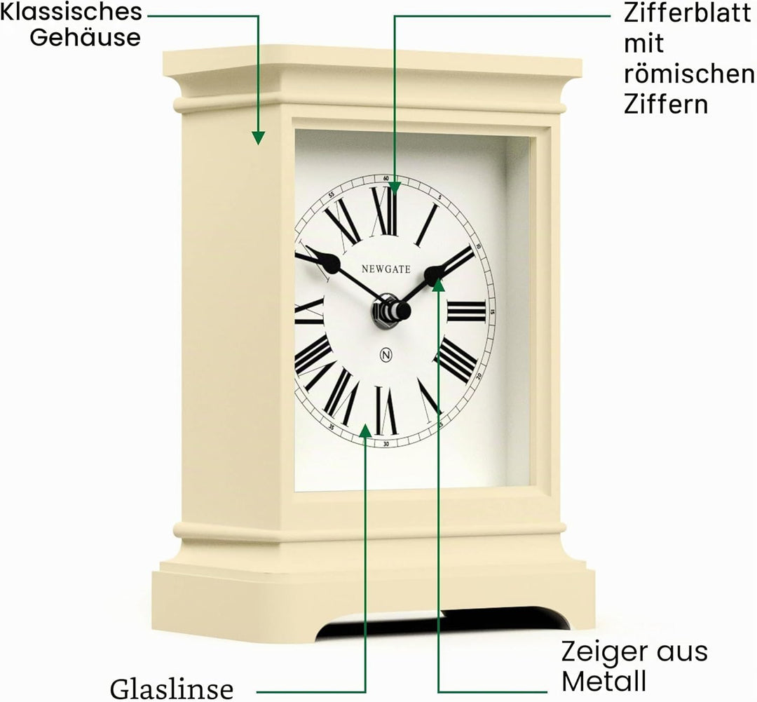 NEWGATE® Time Lord Kaminsims Uhr | Klassisches Design Einer kutschenuhr | Blasscreme | Römische ziff