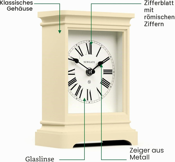 NEWGATE® Time Lord Kaminsims Uhr | Klassisches Design Einer kutschenuhr | Blasscreme | Römische ziff