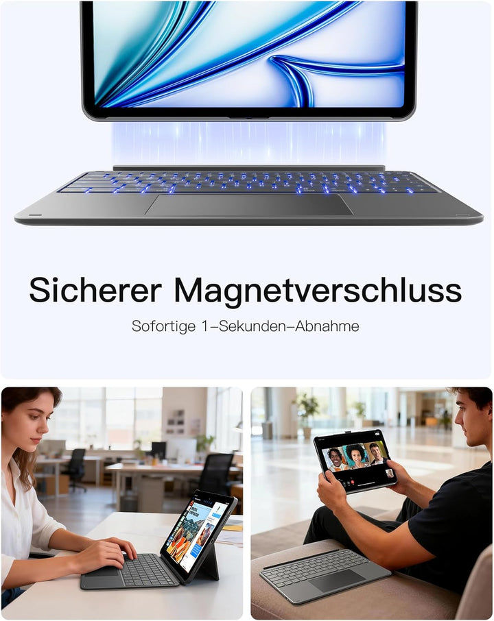 Inateck Tastatur Hülle Kompatibel mit iPad Pro 13 2025/2024(M5/M4),6.0 Zoll Grosses Trackpad,Abnehmb