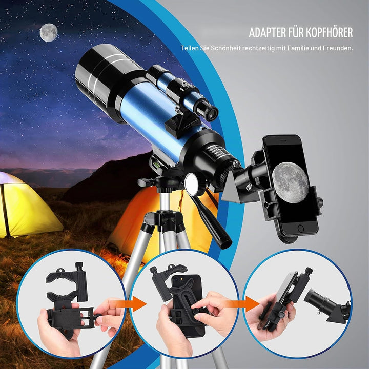 Aomekie Teleskop Astronomie 70/400 Fernrohr Teleskop für Kinder Einsteiger Amateur-Astronomen mit Al