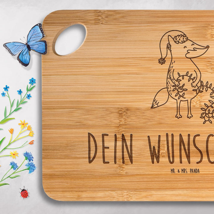 Mr. & Mrs. Panda Personalisiertes Schneidebrett Fuchs Weihnachten - Personalisierte Geschenke, Nikol
