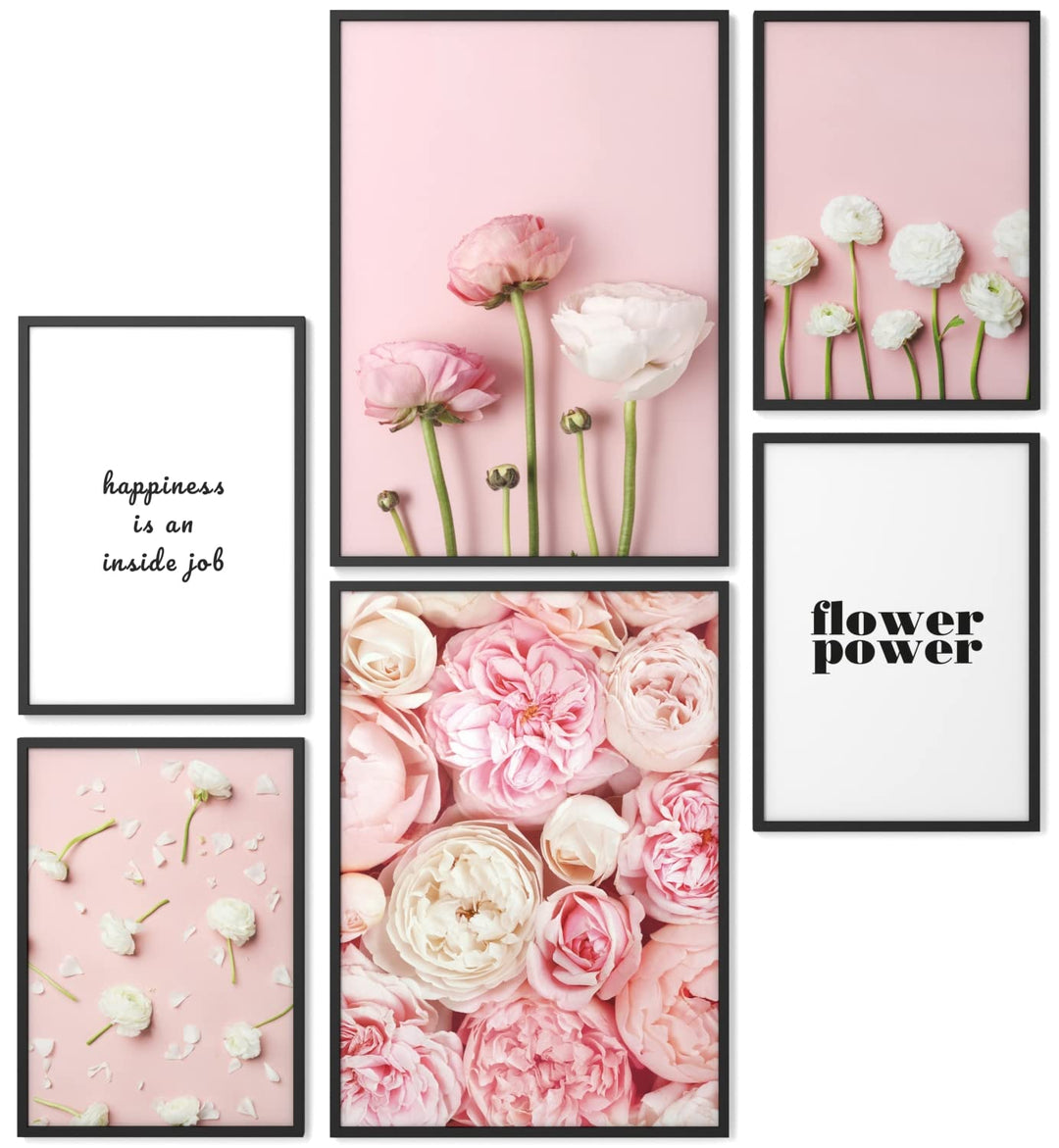 Papierschmiede® Mood Poster Set Flower Power, Bilder Wohnzimmer Deko Schlafzimmer, 2x DIN A2 und 4x